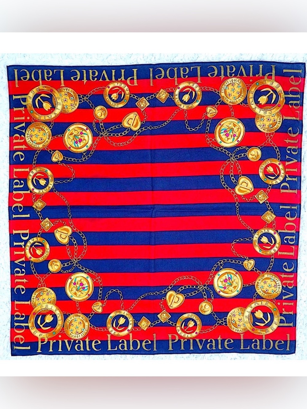 N73 PRIVATE LABEL Red Blue Cotton 21.5" X 22"